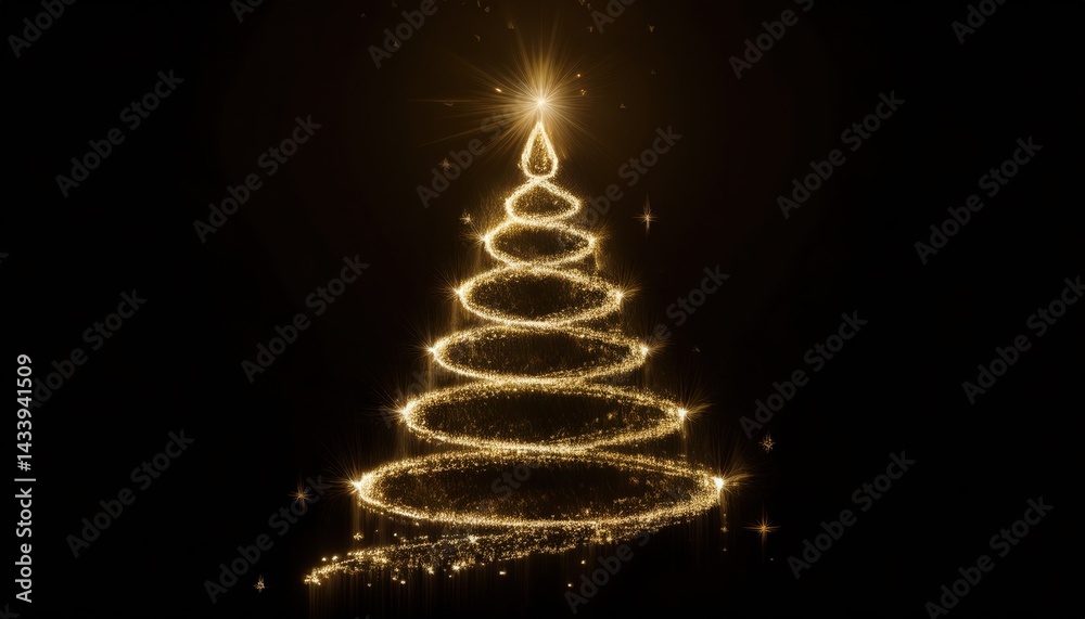 golden sparkling christmas tree shape on black background perfect for web design branding print media vector illustration golden sparkling christmas tree shape on black background perfect for web design branding print media vector illustration