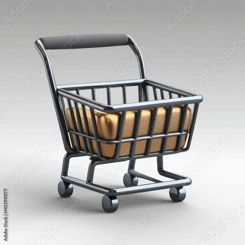 Gleaming Gold Bricks in Shiny Shopping Cart: Symbol of Affluence