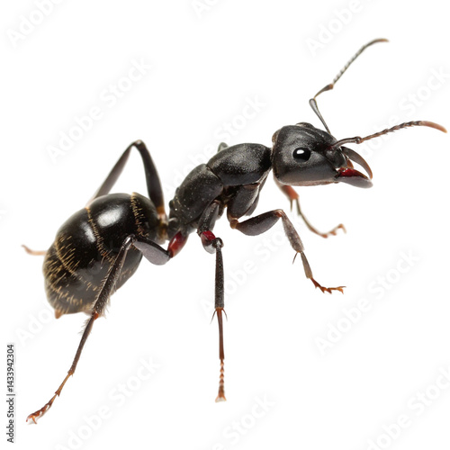 Black Ant CloseUp isolated on transparent background  
