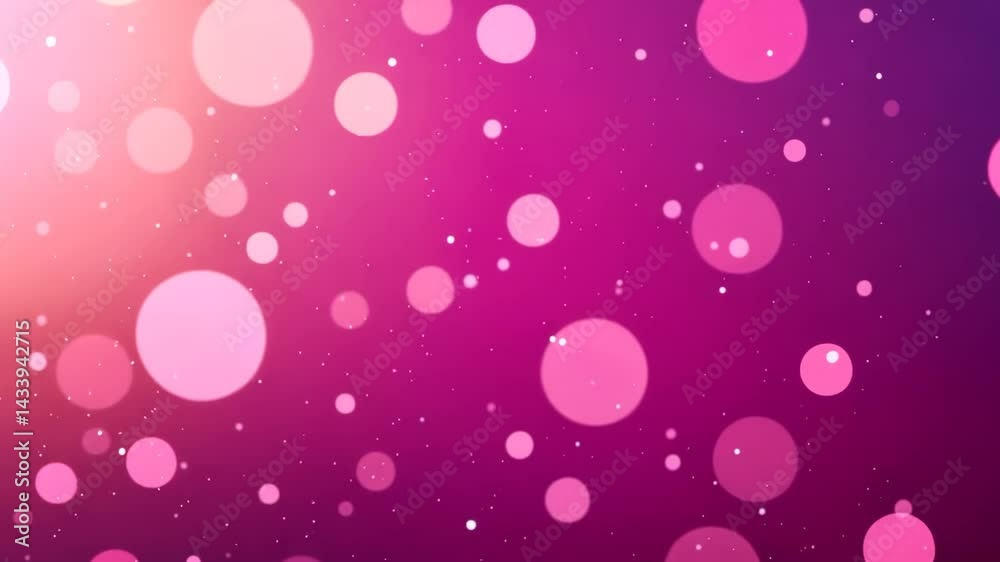 Glowing pink bokeh light dots floating in soft dreamy background loop