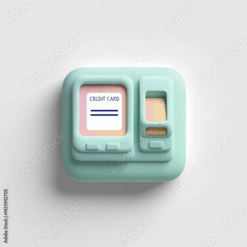 Credit Card Terminal 3D Rendering
