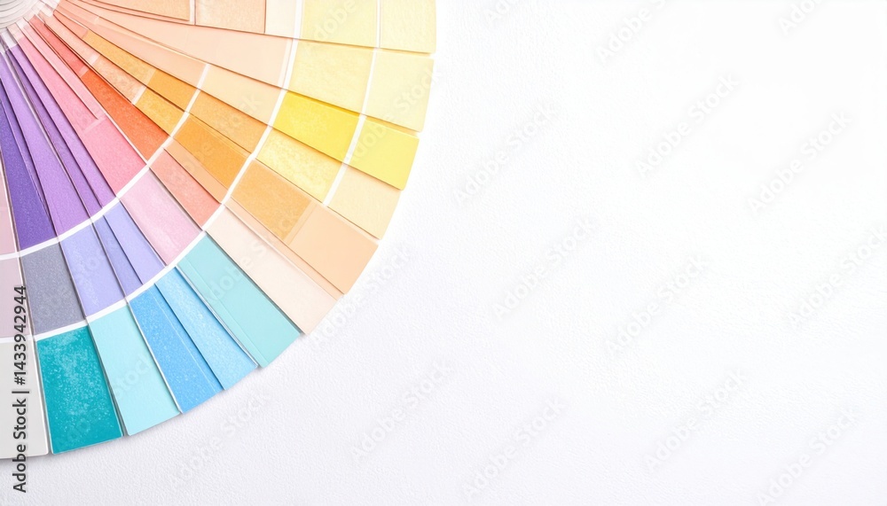 Fototapeta premium Color palette showcase design studio graphic elements creative environment overhead view vibrant aesthetics for color theory exploration