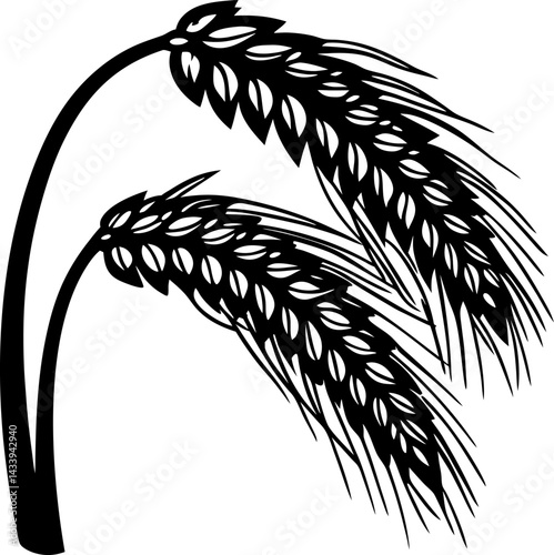 Silhouette of wheat ears swaying in the wind highlighting agricultural abundance.