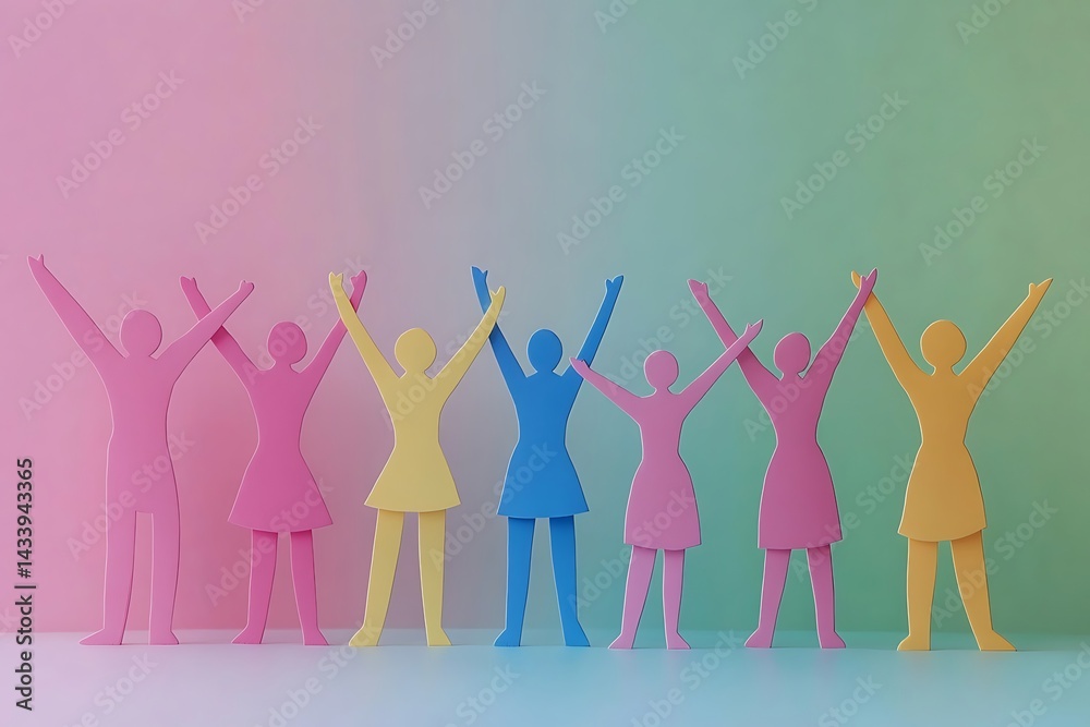 Fototapeta premium Paper People Teamwork Success Celebration37
