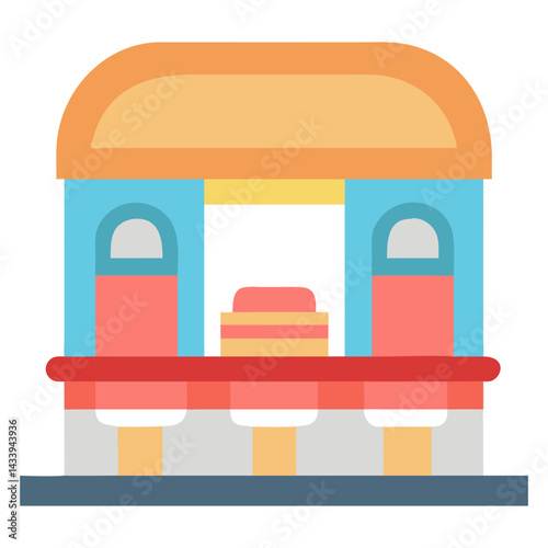Colorful Diner Icon - Retro Restaurant Vector Illustration