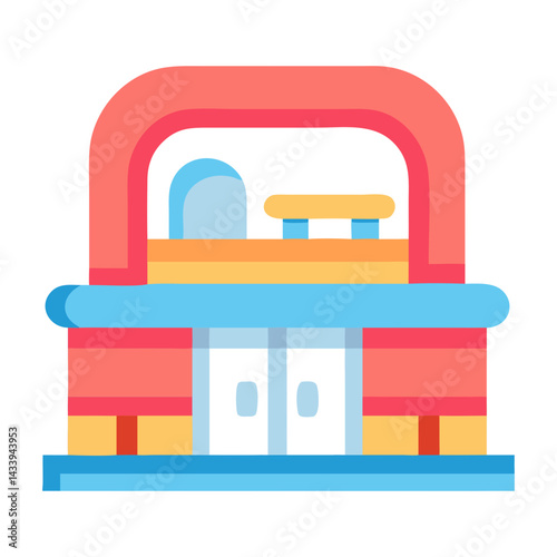 Colorful Diner Icon - Retro Restaurant Vector Illustration