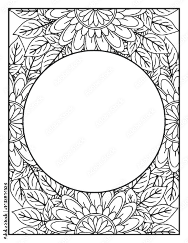 Obraz premium Flowers Circle Adult Coloring Pages