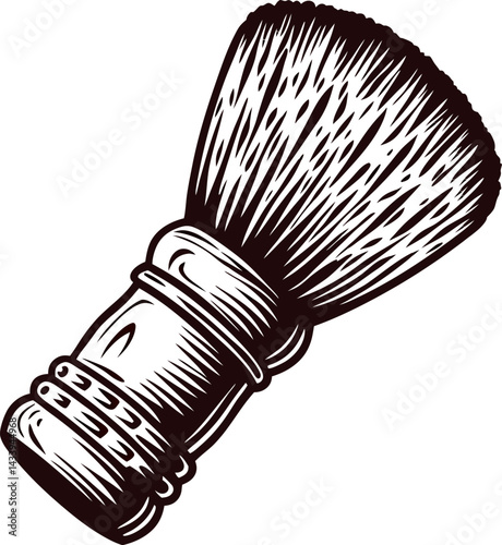 Vintage shaving brush with detailed bristles and handle design