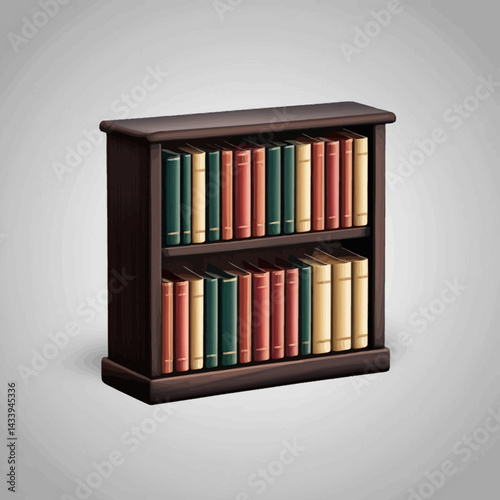 Classic Wooden Bookshelf with Colorful Books
