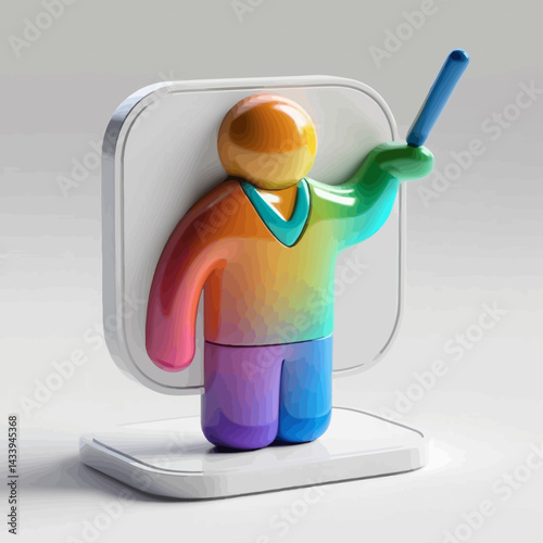 Diversity and Inclusion Icon: Colorful Figure Presenting