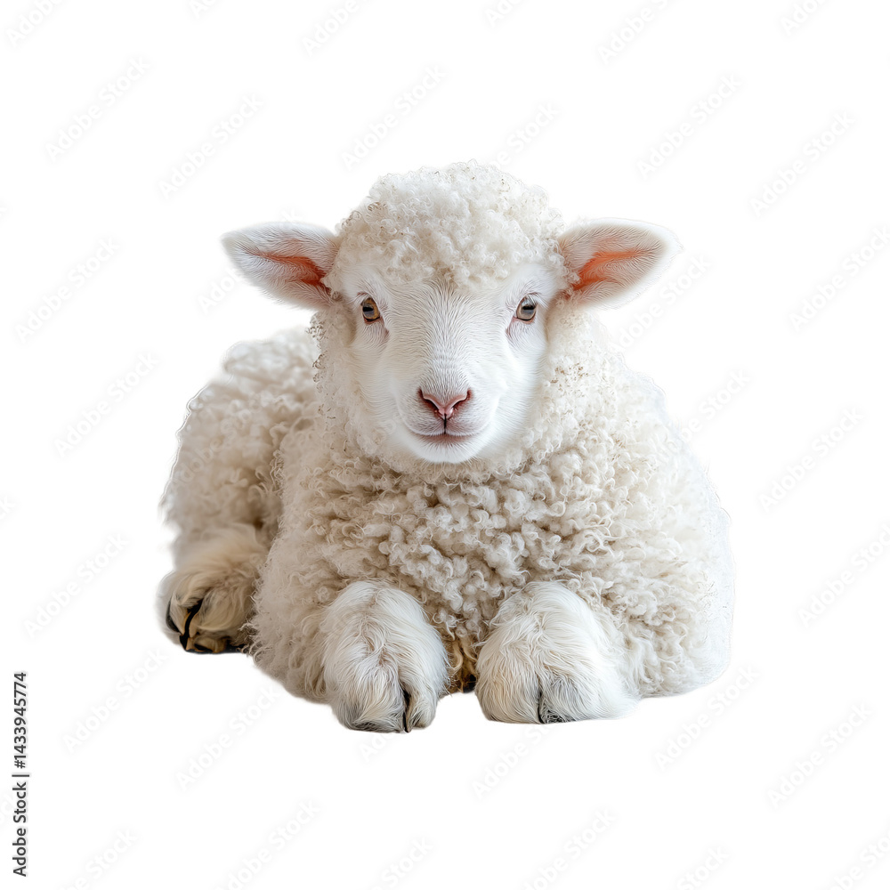 Obraz premium Young sheep looking at camera isolated on transparent background