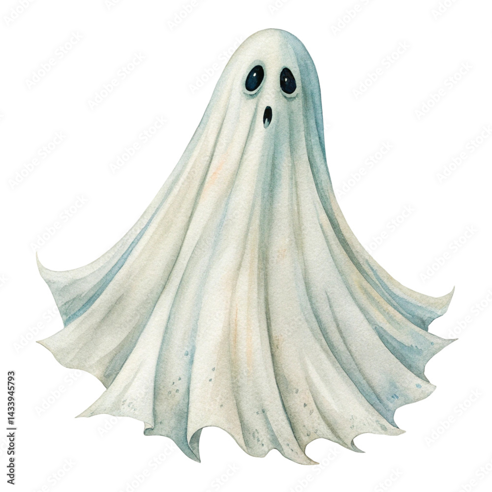 Watercolor ghost illustration isolated on transparent background
Watercolor ghost illustration isolated on transparent background