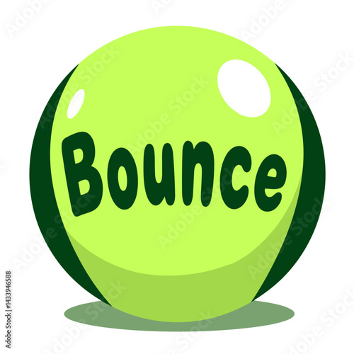 Bouncy green ball with the word "Bounce" in playful style  