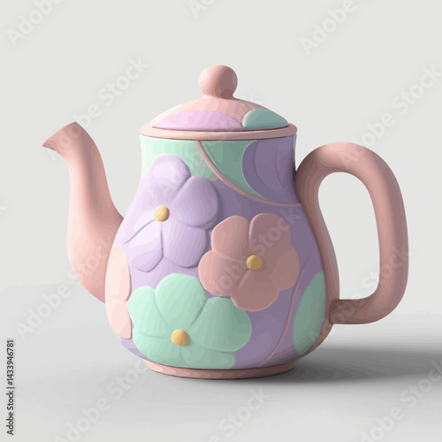 Pastel Floral Teapot Illustration