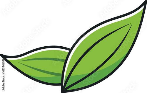 Two vibrant green leaves, showcasing natural beauty and simplicity, perfect for conveying concepts of nature