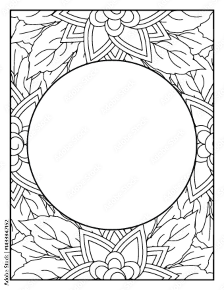 Obraz premium Flowers Circle Adult Coloring Pages