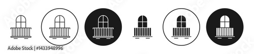 Balcony icon solid illustration, pictogram isolated on white design element.