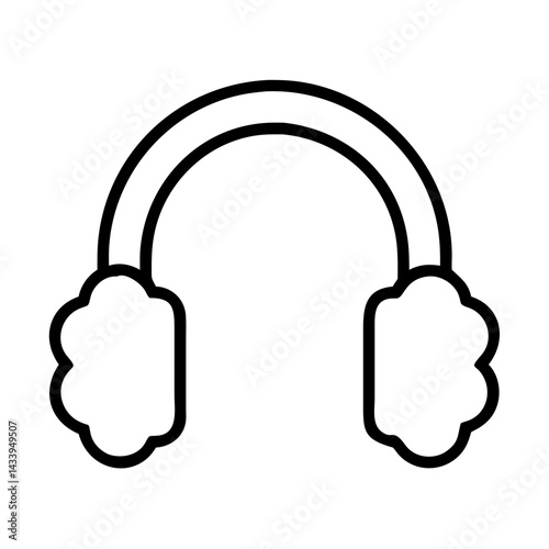 ear muffs line drawn beauty fashion industry. vector art - outline icon ear muffs, isolated white background