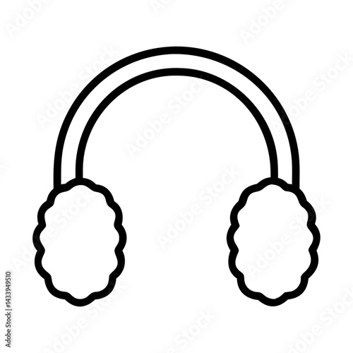 ear muffs line drawn beauty fashion industry. vector art - outline icon ear muffs, isolated white background