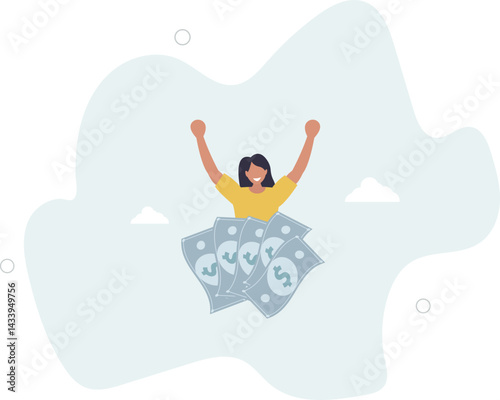 Earn money make profit from investment, savings, income or salary increase, get rich and earn more wealth concept. character life .