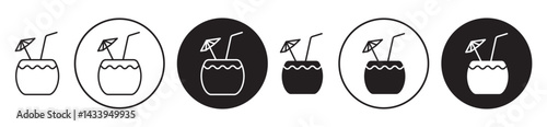 Coconut drink icon solid illustration, pictogram isolated on white design element.