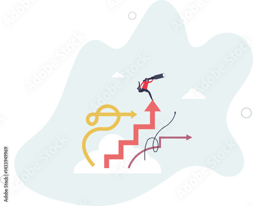 Choosing career path and business strategy for future.Planning occupation or professional goals. character life .