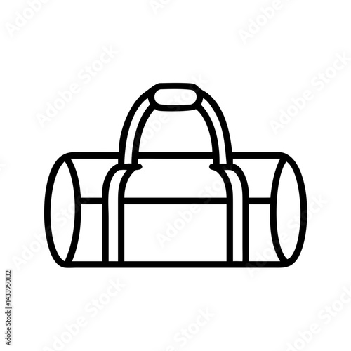 duffel bags line drawn beauty fashion industry. vector art - outline icon duffel bags, isolated white background