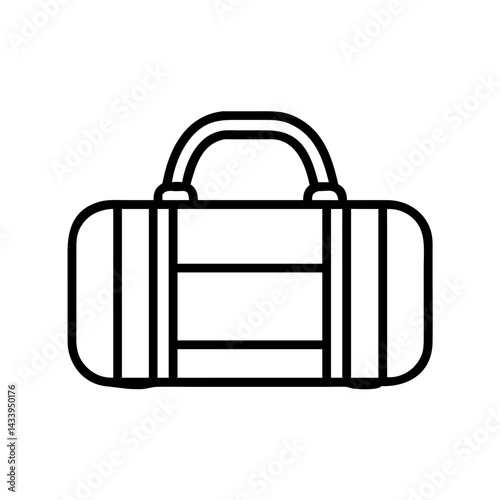 duffel bags line drawn beauty fashion industry. vector art - outline icon duffel bags, isolated white background