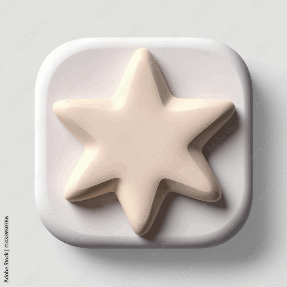3D Rendered Beige Star Icon on White Square 3D Rendered Beige Star Icon on White Square