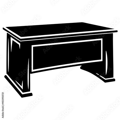 Striking Black and White Silhouette of a Classic Office Desk Design