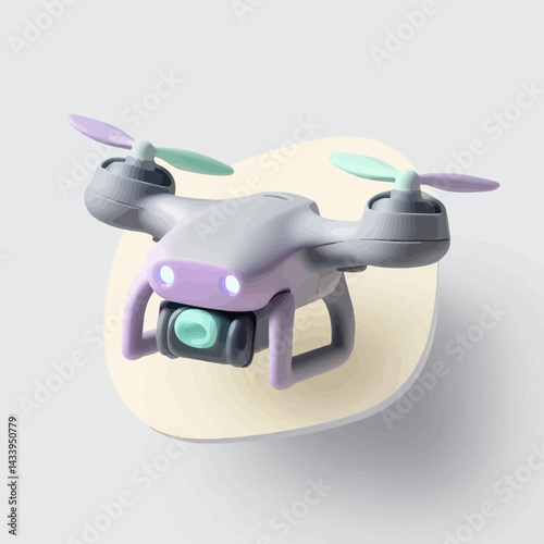 3D Rendered Drone with Camera and Propellers