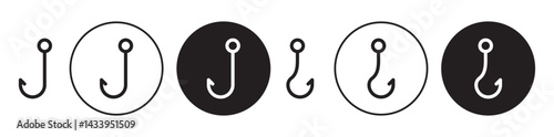 Fishing Hook icon solid illustration, pictogram isolated on white design element.