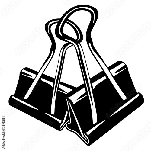 Black and White Binder Clips Illustration Ready for Office or Home Use