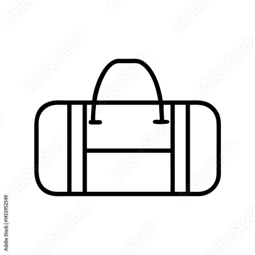 duffel bags line drawn beauty fashion industry. vector art - outline icon duffel bags, isolated white background