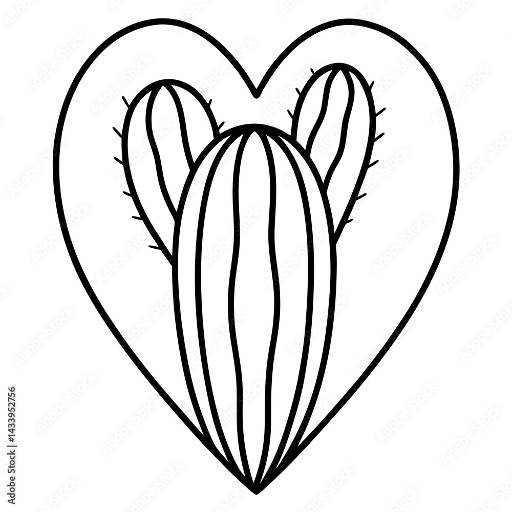 Simple Heart Cactus Drawing Simple Heart Cactus Drawing