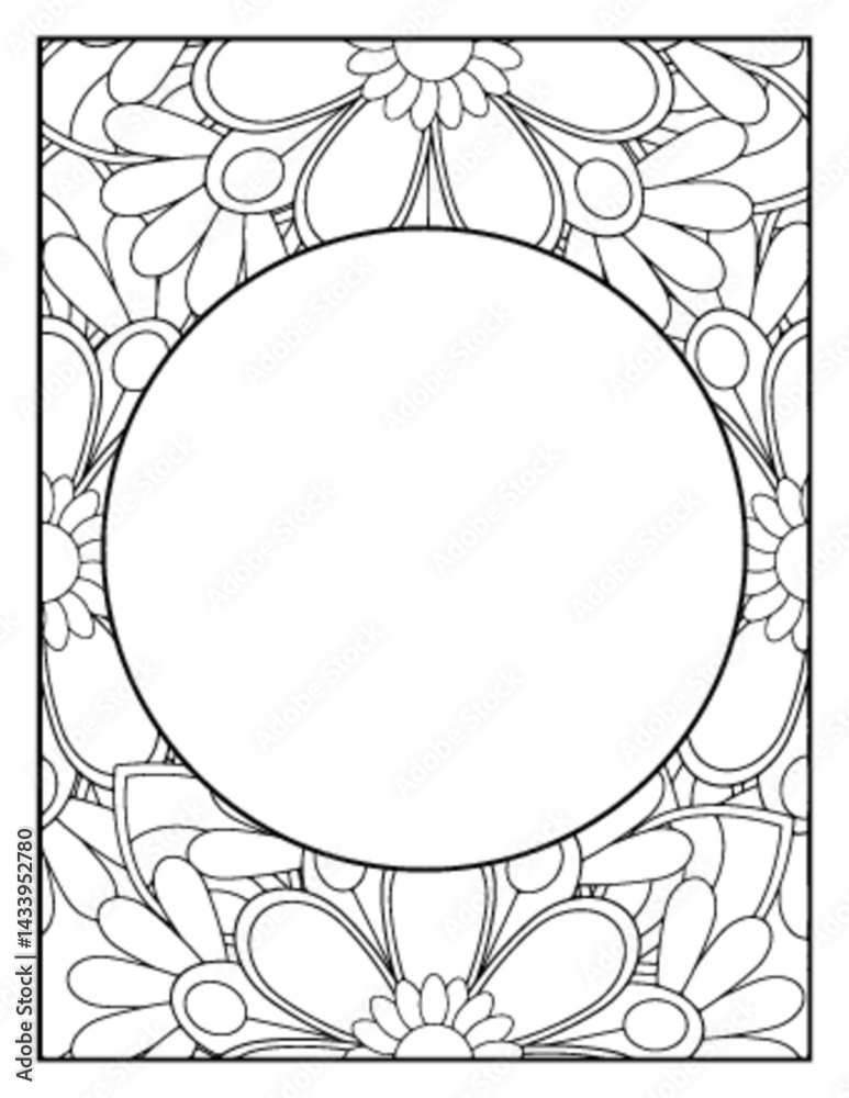 Obraz premium Flowers Circle Adult Coloring Pages