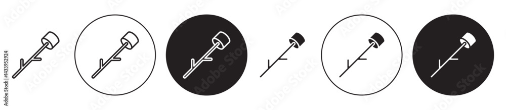 Marshmallow on stick icon solid illustration, pictogram isolated on white design element. Marshmallow on stick icon solid illustration, pictogram isolated on white design element.