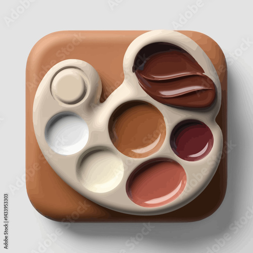 Artistic Palette with Brown, White, and Earth Tone Paints