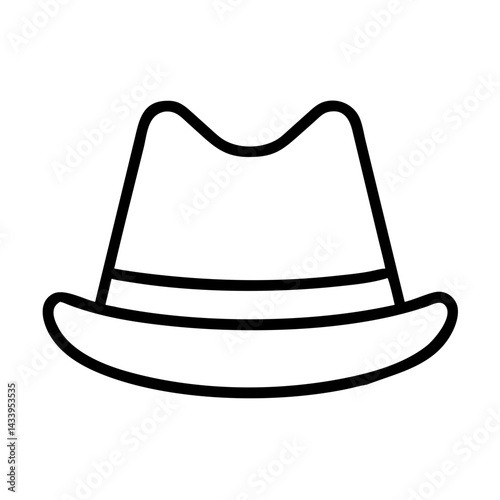 fedoras line drawn beauty fashion industry. vector art - outline icon fedoras, isolated white background