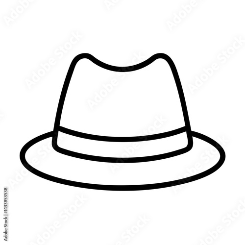 fedoras line drawn beauty fashion industry. vector art - outline icon fedoras, isolated white background