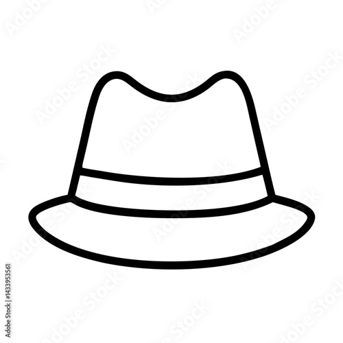 fedoras line drawn beauty fashion industry. vector art - outline icon fedoras, isolated white background