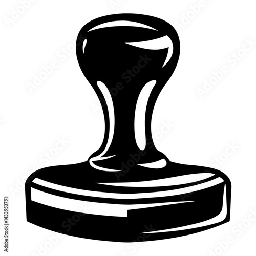 Monochrome rubber stamp illustration with shiny light reflection and retro design
