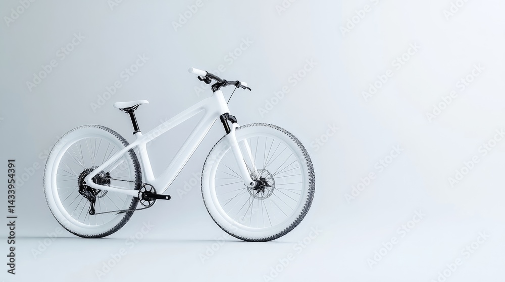 Naklejka premium Sleek white bicycle against a neutral backdrop. Modern, minimalist design