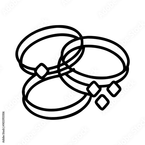 bracelets line drawn beauty fashion industry. vector art - outline icon bracelets, isolated white background