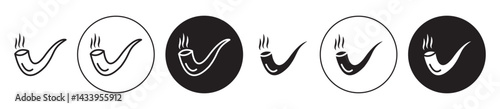 Smoking pipe icon solid illustration, pictogram isolated on white design element.