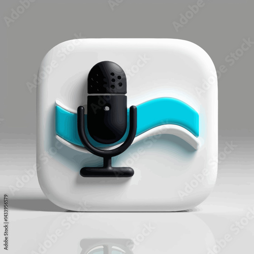 Podcast app icon design, digital audio wave concept