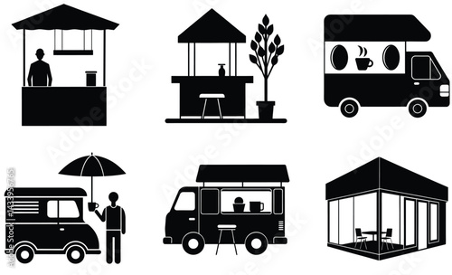 Cafe Silhouette Vector Set - Coffee Shop, Bistro, Espresso Bar, and Urban Dining