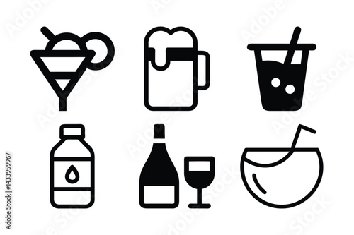 set of different drinks