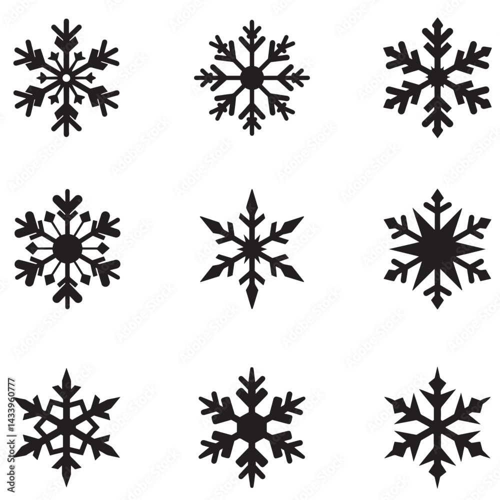 set of snowflakes set of snowflakes