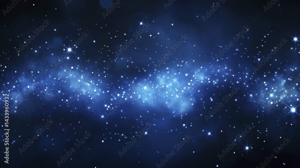 Blue Starry Night Sky with Bright Shining Stars. Generative AI